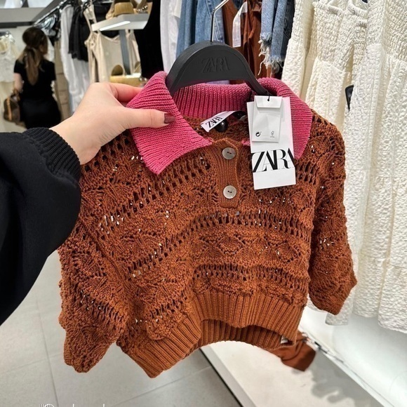 ZARA POINTELLE crop top terracotta 6427/014 - Picture 1 of 12